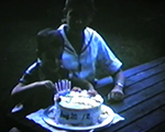 8mm_04 024 1964 Susans 12th birthday Alan cake in side yard